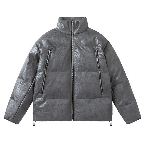 Gababa Unisex Luxury Crocodile-Emboss Leather Jacket G78073