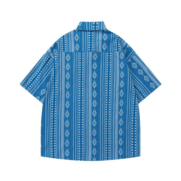 Gababa Unisex Diamond Pattern Collar Short-Sleeve Shirt G77095