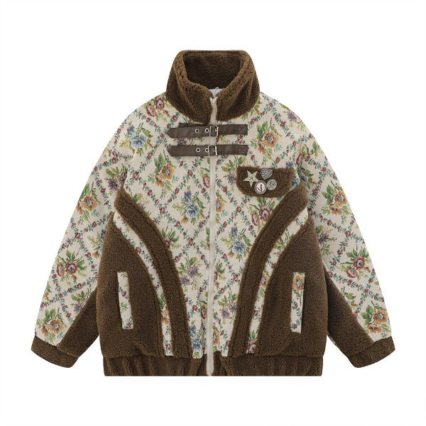 Gababa Unisex Vintage Shearling Jacket with Buckle Detail G78306