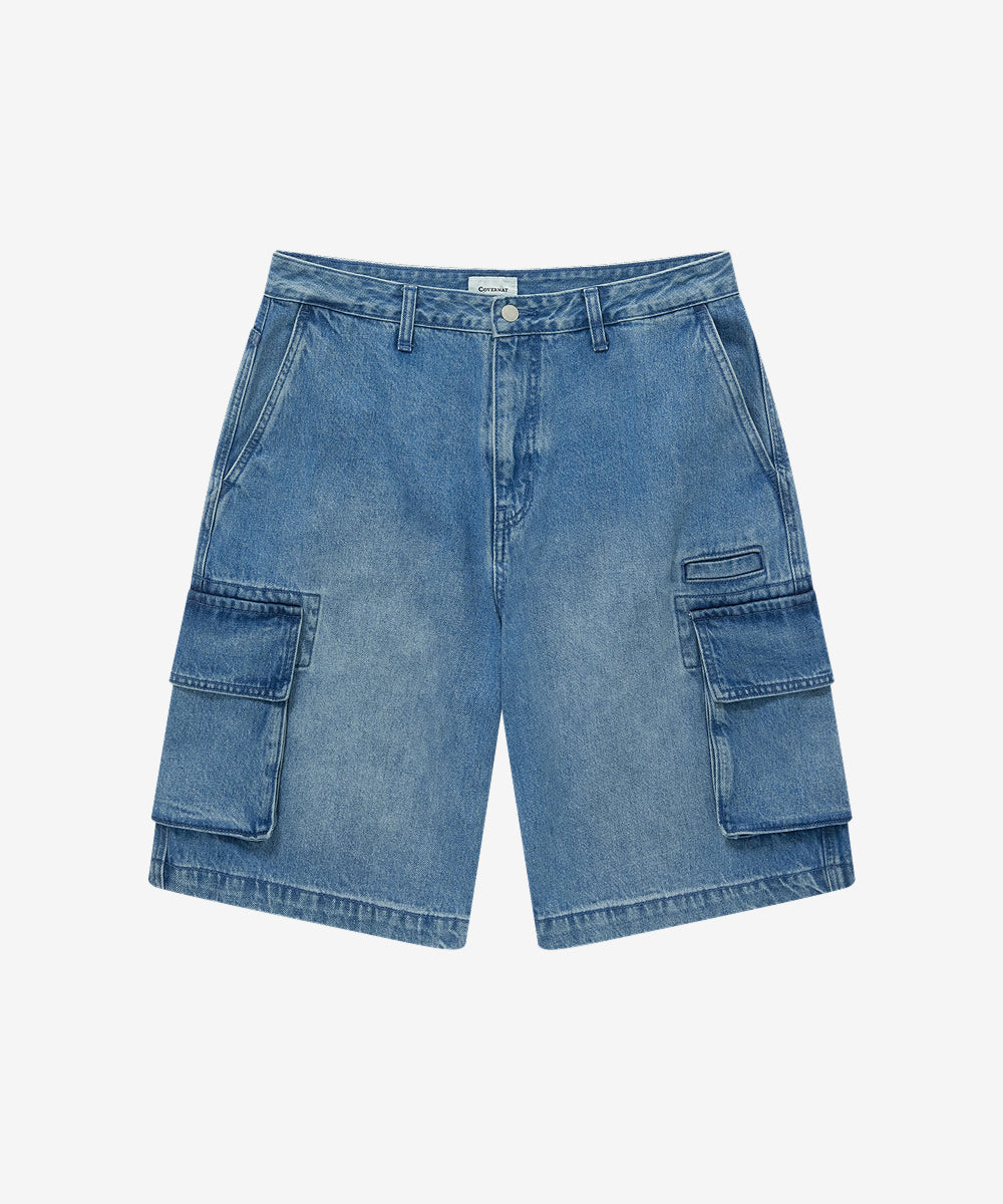Covernat [Worn by Subin] Rings Wide Cargo Denim Shorts Dark Blue