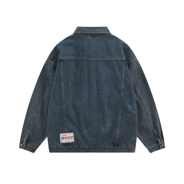 Gababa [Light Blue Best Seller] Unisex American Retro Washing Two-Pocket Overfit Denim Jacket G77325 (Plus Size S~XL)