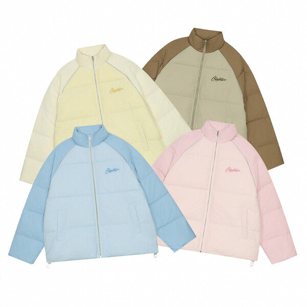 Gababa Unisex Pastel Color Block Design Cozy Padded Jacket G78221 (Plus Size S ~ XL)