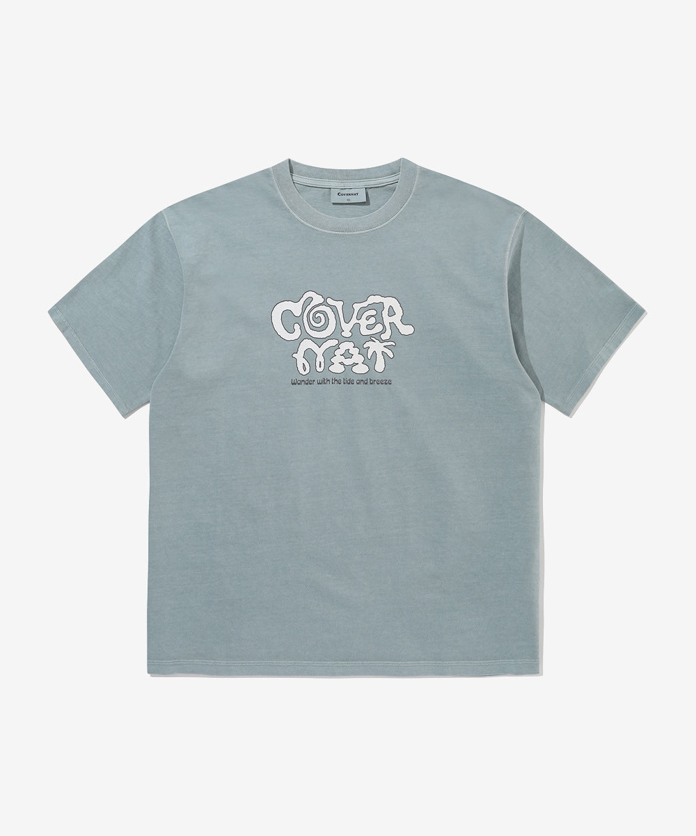 Covernat Retro Logo Graphic Dyeed T-shirt Light Blue
