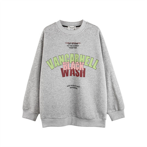 Gababa Unisex Colorful Letter Overfit Long-Sleeve T-shirt G77745 (Plus Size M~2XL)