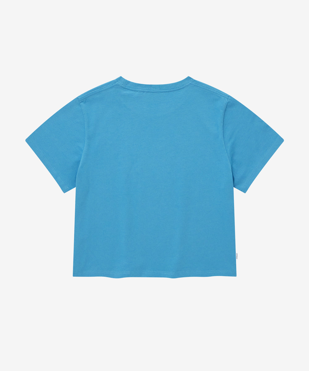 Covernat Women's Crop Fit Cass Graphic T-Shirt Blue