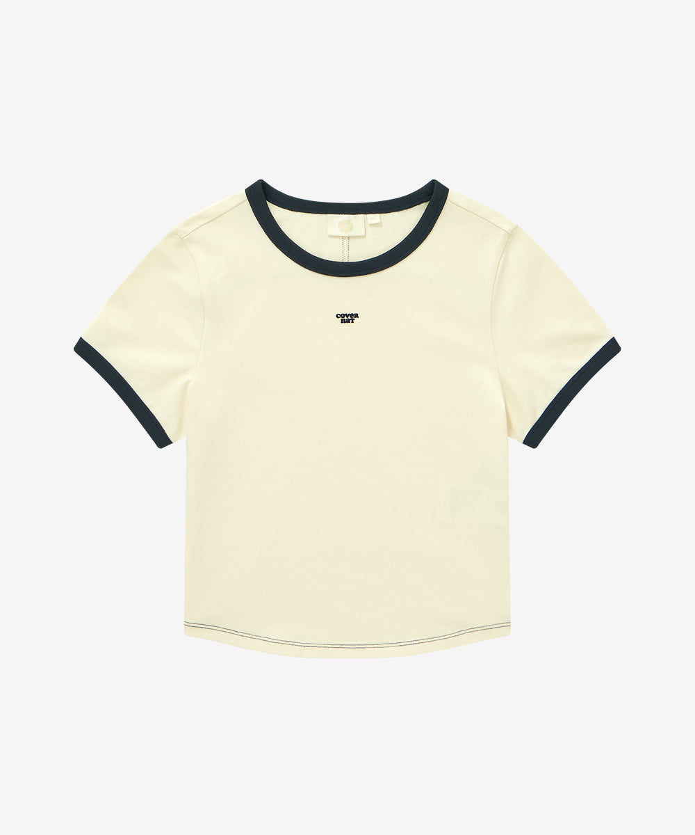 Covernat Women's Baby Fit Ringer T-shirt Ivory