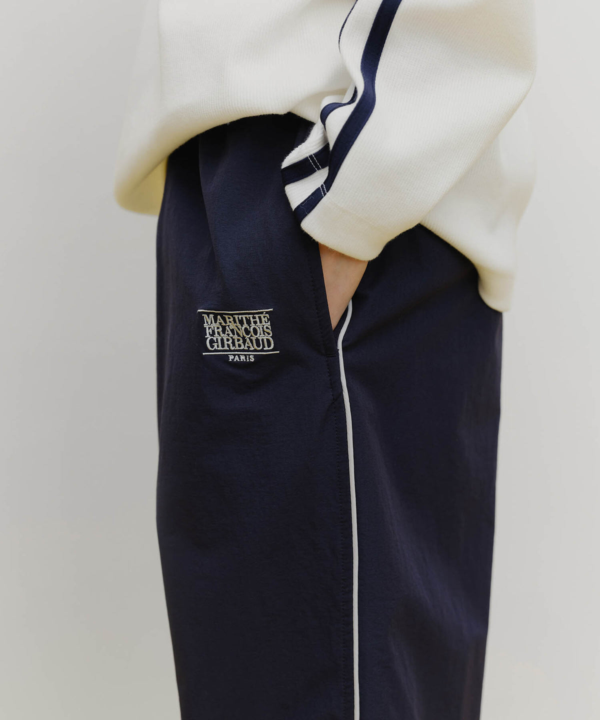 MARITHE SPORT NYLON TRACK PANTS navy