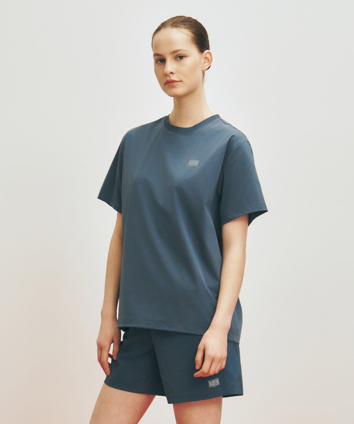 MARITHE SPORT CLASSIC LOGO WOVEN TEE vintage blue