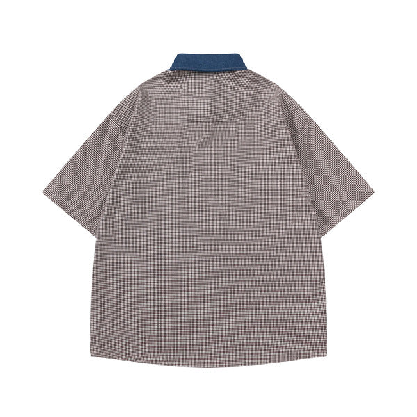 Gababa Unisex Television Embroidered Denim Collar Short-Sleeve Shirt G77187