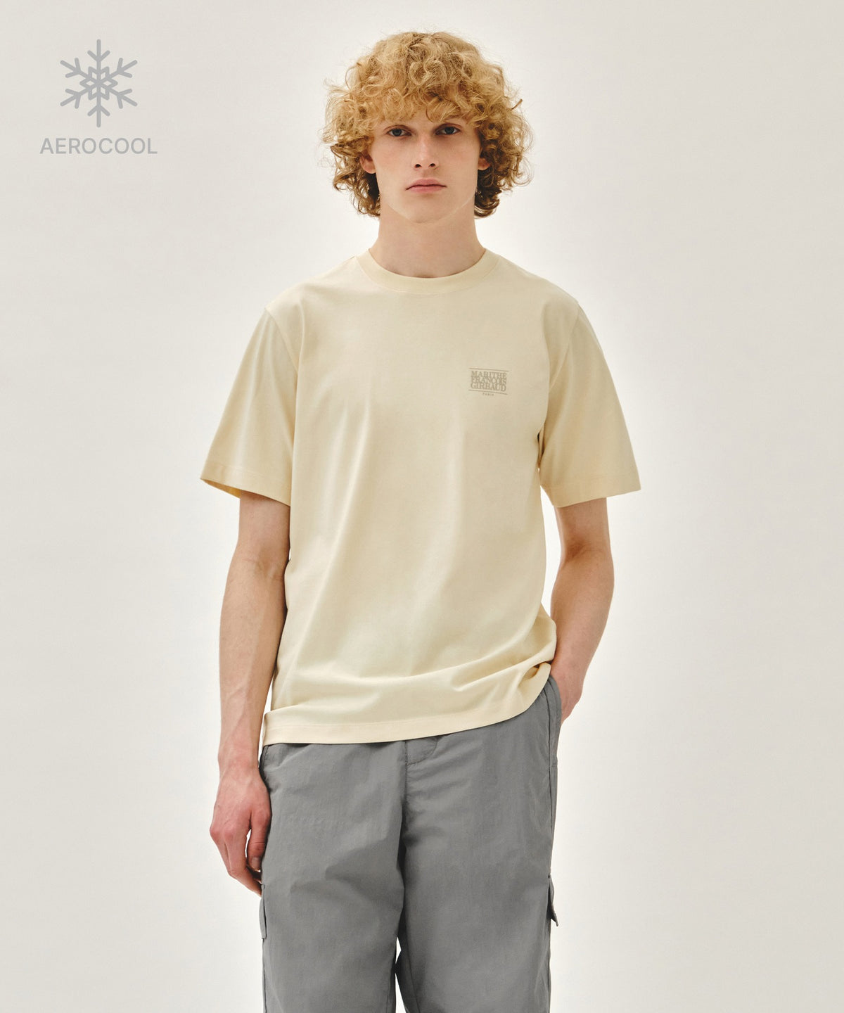 MARITHE AEROCOOL SMALL CLASSIC LOGO TEE beige