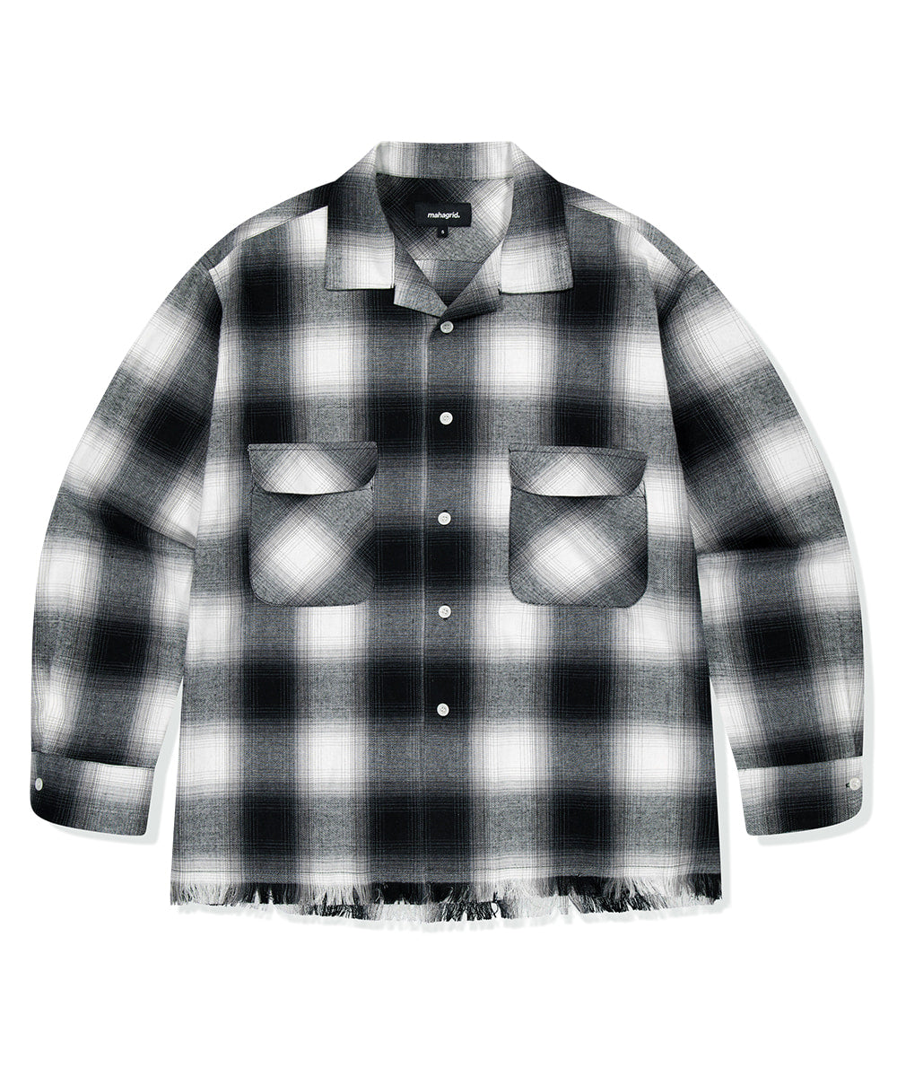 MAHAGRID CUT OFF FLANNEL CHECK SHIRT[BLACK]