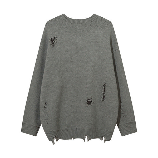 Gababa Unisex Unique Distressed Butterfly Long Sleeve Knit G78253 (Plus Size M ~ 2XL)
