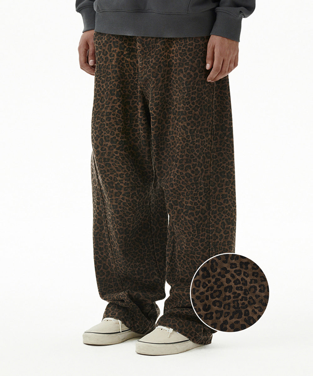 MAHAGRID CURVED LEOPARD PANTS [BROWN]