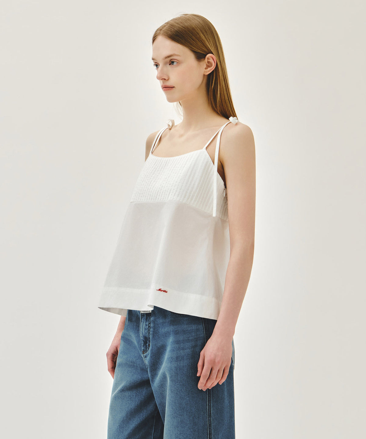 MARITHE W PINTUCK CAMISOLE BLOUSE white