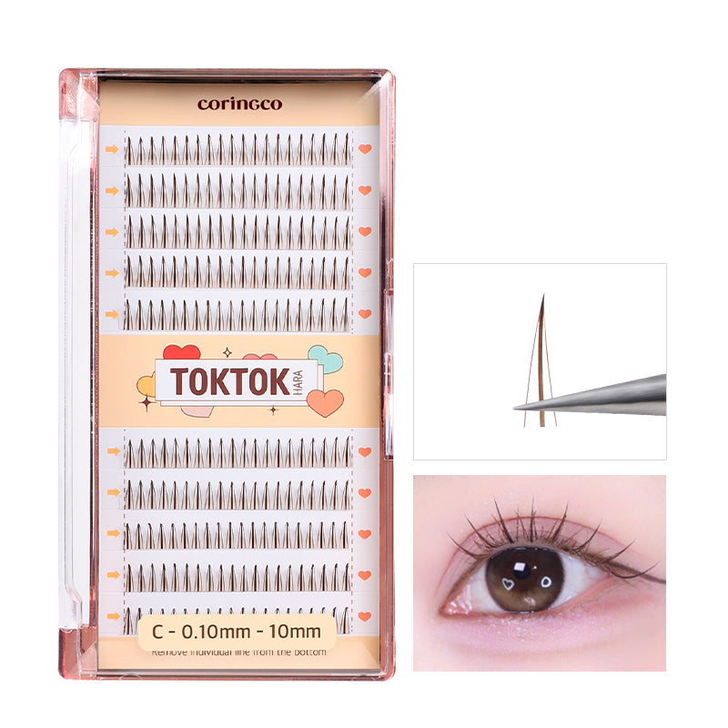 Coringco Adhesive + Tweezers Gift Tok Tok Hara Filter Eyelashes Brown