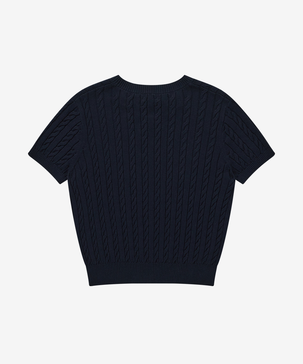 Covernat [Worn by Yunji Choi] Women's Cloverheart Cable Half Knit Navy