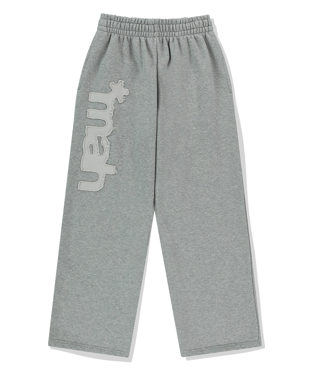MAHAGRID mah CUT OFF APPLIQUE SWEATPANT[GREY]