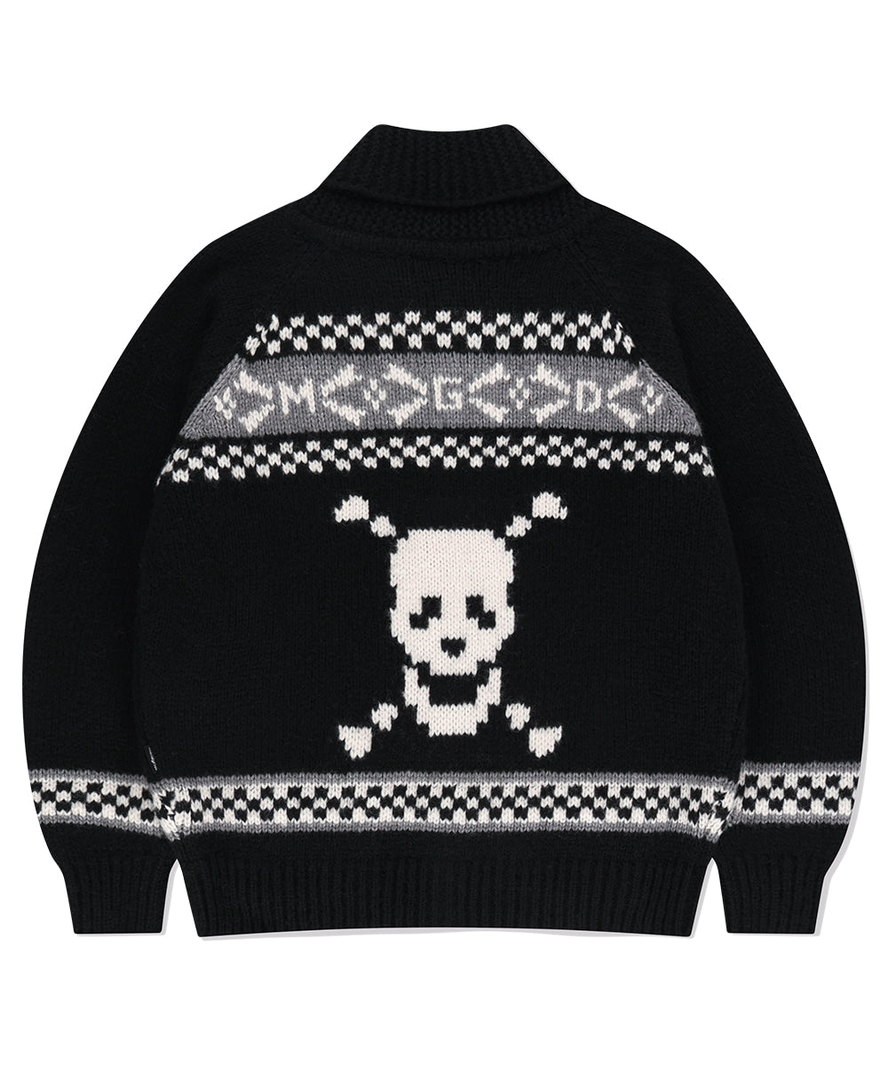 MAHAGRID SKULL COWICHAN KNIT SWEATER [BLACK]