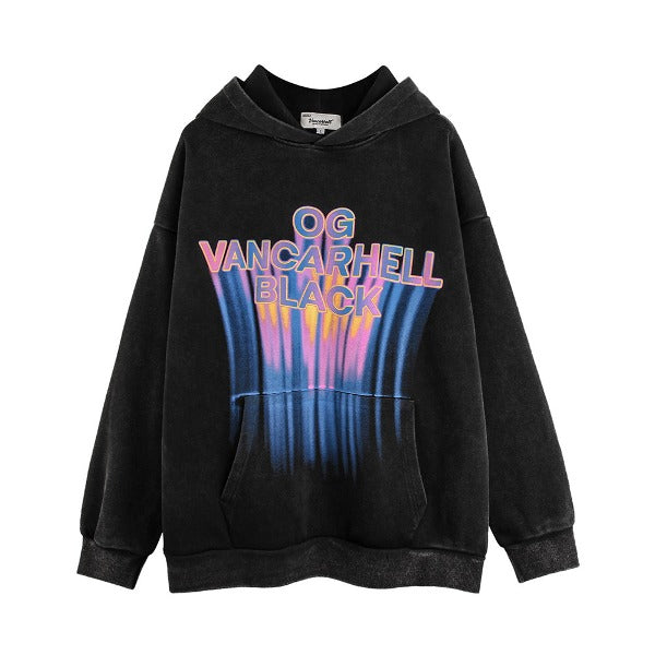 Gababa Unisex Burned Lettering Oversized Hoodie G77971 (Big Size M~2XL)