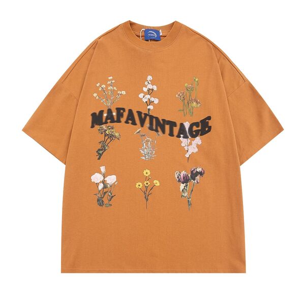 Gababa Unisex Flower Embroidered Oversized Short-Sleeve T-Shirt G76827 (Plus Size M~XL)