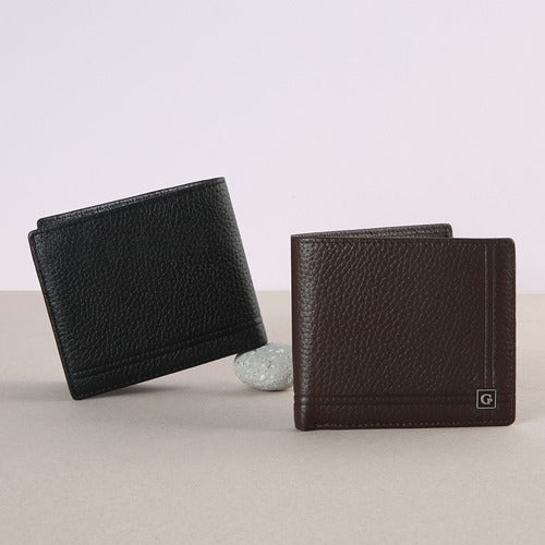 Bagstay YB3609B Natural Leather Simple Modern Men's Bifold Wallet