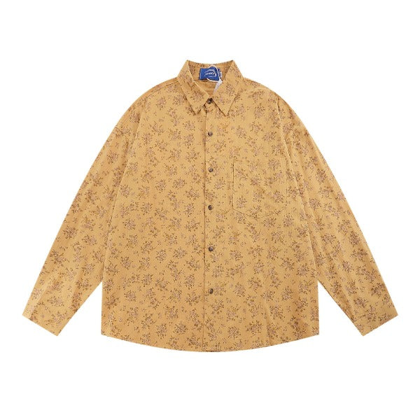 Gababa Oversized Collar Long Sleeve Shirt with Flower Pattern G74876 (Plus Size M~XL)