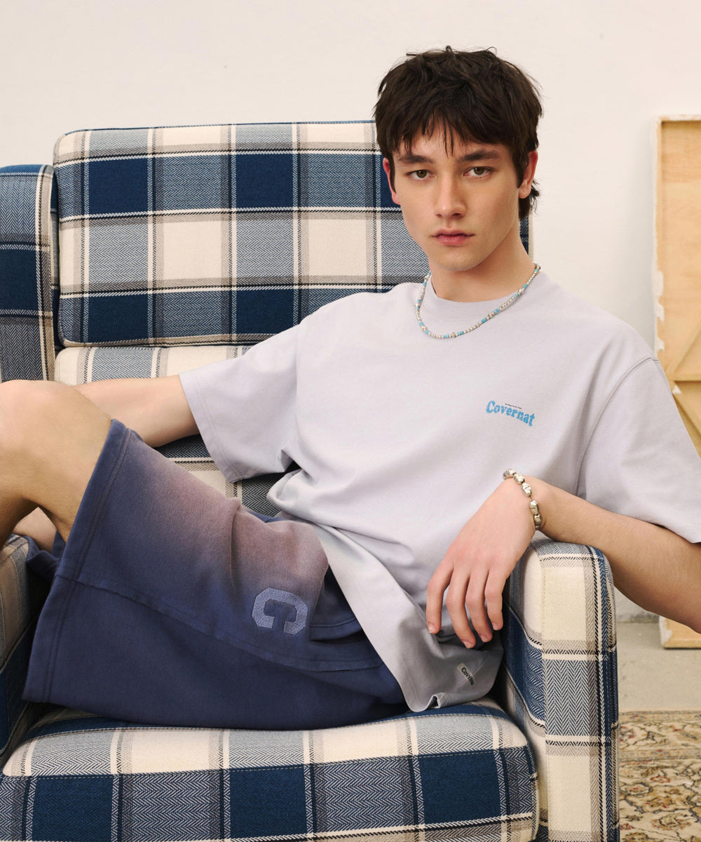 Covernat C Logo Low Edge Dyeing Sweat Shorts Navy