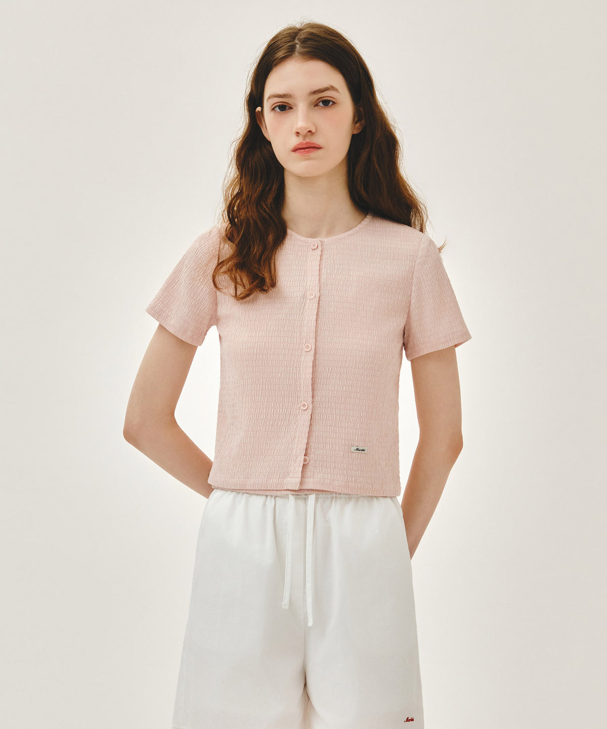MARITHE CRINKLE SLEEVELESS + CARDIGAN SET pink
