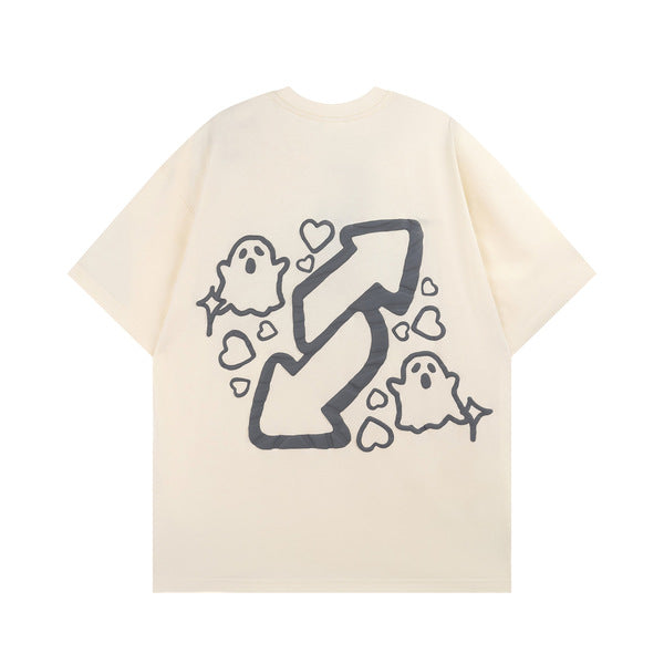 Gababa Unisex Cute Ghost Arrow Oversized Short-Sleeve T-shirt G76974