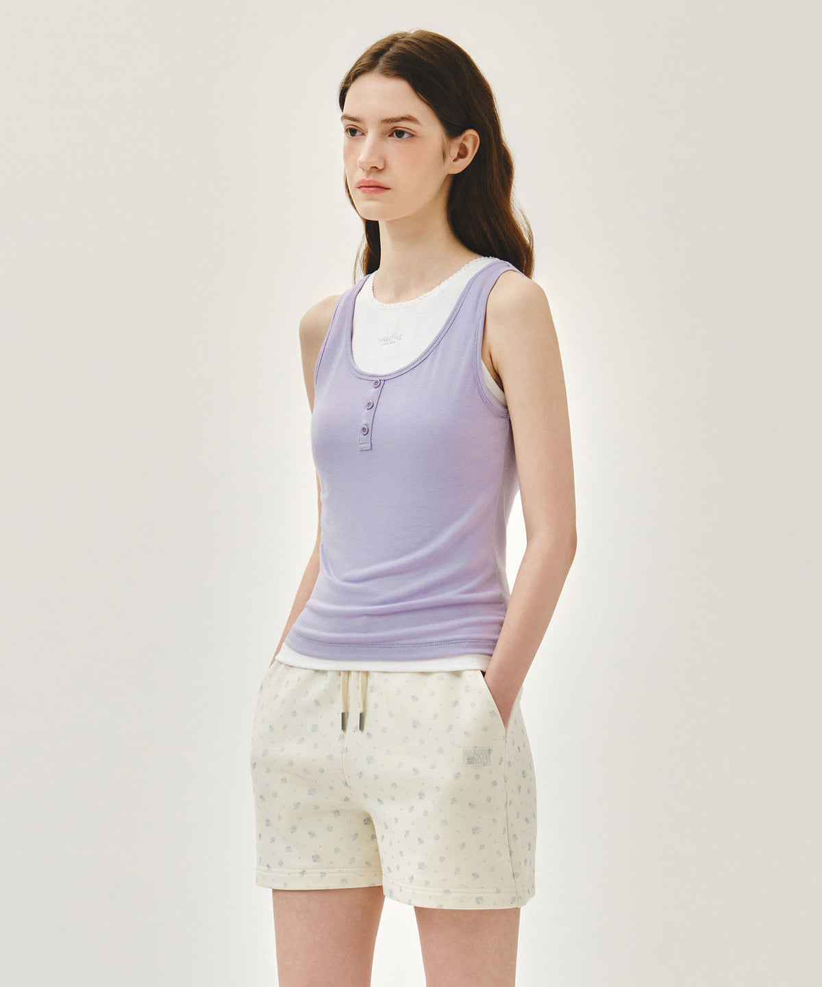 MARITHE W LAYERED SLEEVELESS lavender