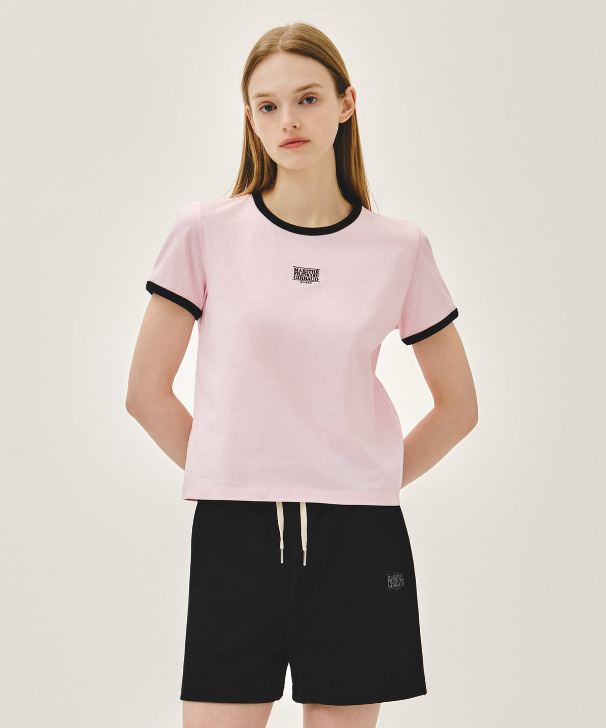 MARITHE W CLASSIC LOGO RINGER TEE light pink