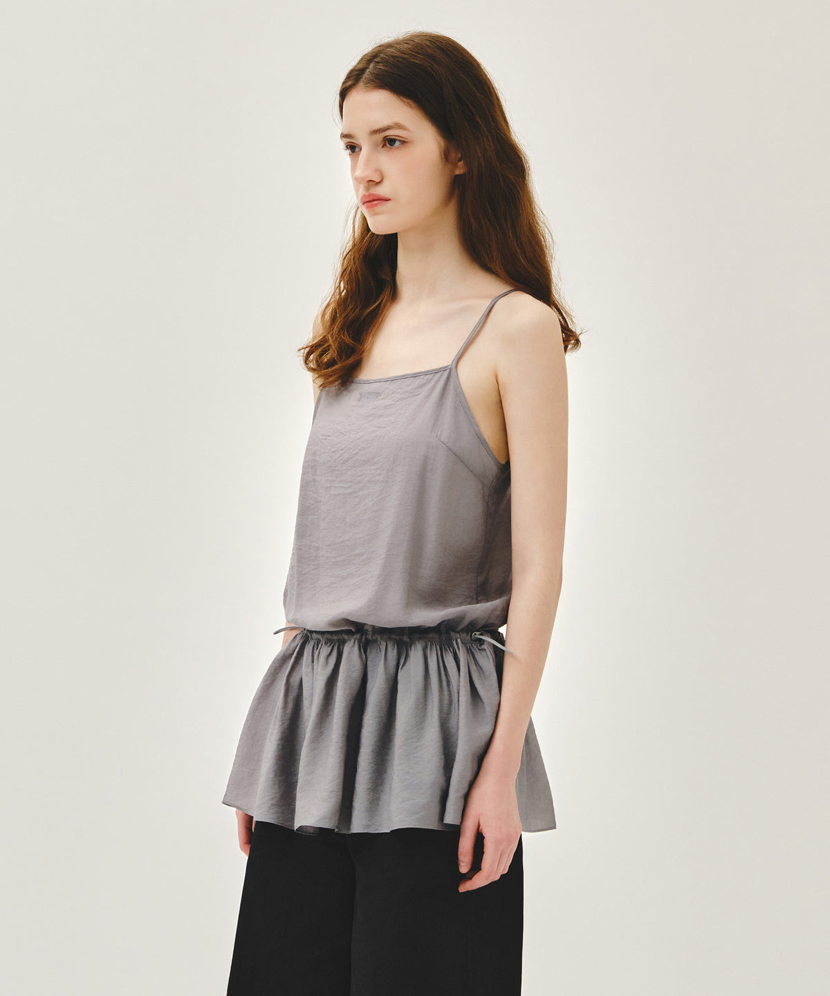 MARITHE W SHIRRING SLEEVELESS DRESS gray