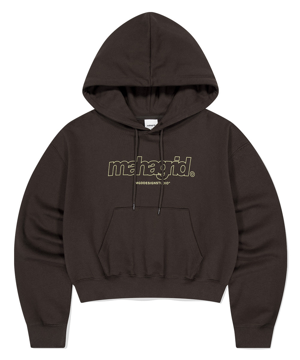 MAHAGRID THIRD LOGO CROP HOODIE [BROWN]