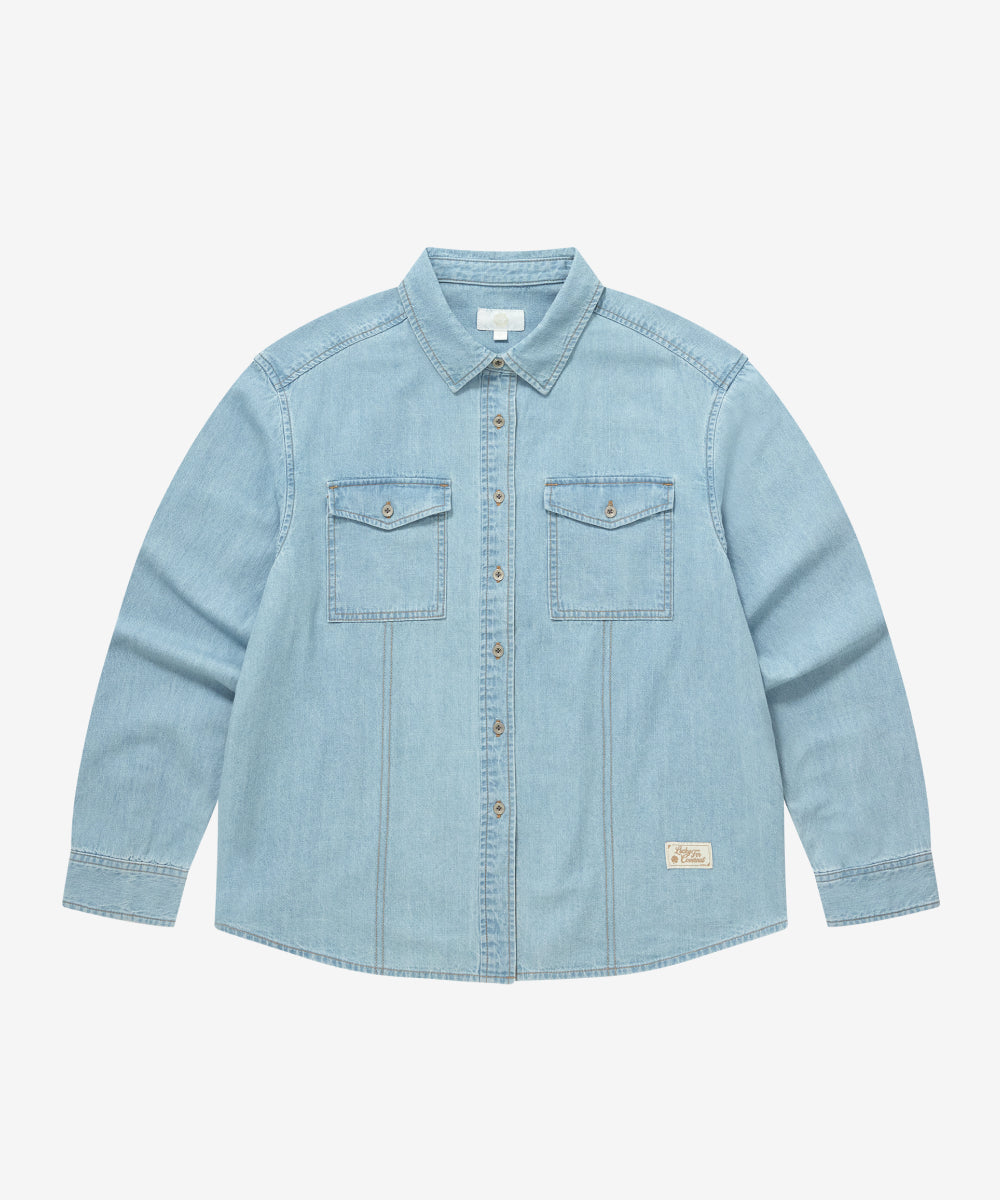 Covernat Worn by Choi Yun-ji Women's Denim Shirt Light Blue