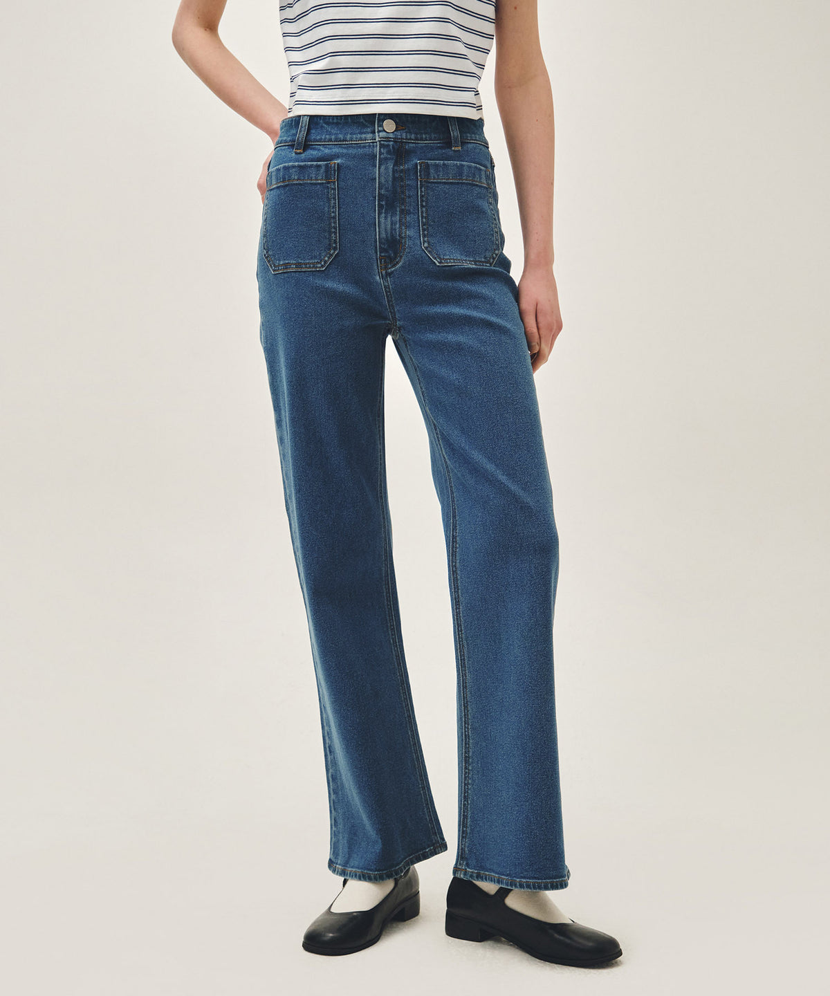MARITHE W BOOT-CUT DENIM PANTS blue