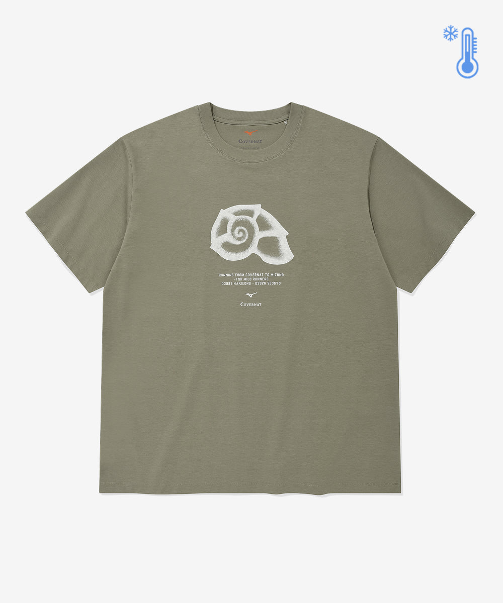 Covernat X Mizuno Cool Cotton Shell Graphic T-shirt Khaki