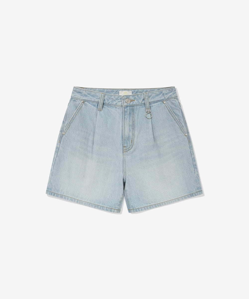 Covernat [Worn by Yunji Choi] Women's Pintuck Denim Shorts Light Blue