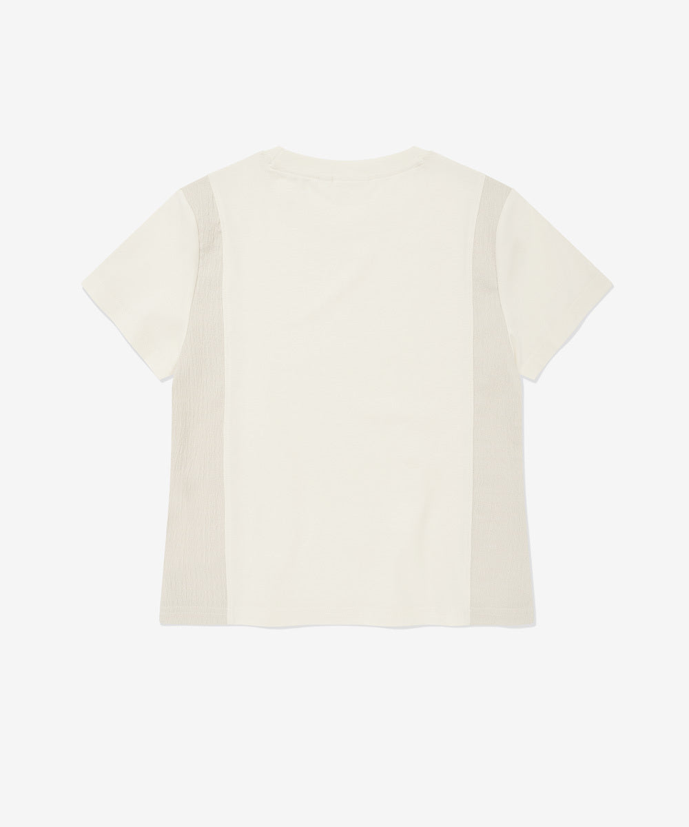 Covernat Women's Slim Fit Panel T-Shirt Cream