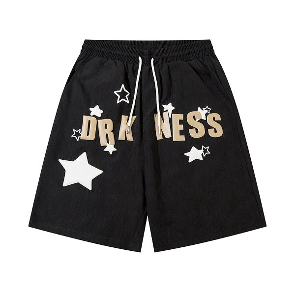 Gababa Unisex Star Lettering Logo Banded Shorts G76828 (Plus Size M~2XL)