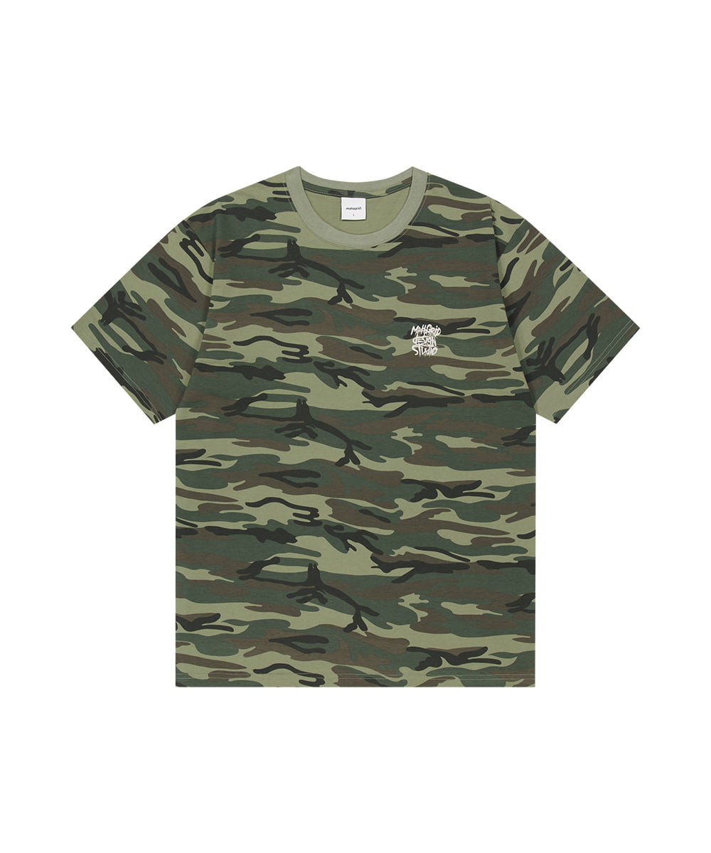 MAHAGRID CAMO PATTERN SLASH LOGO TEE [GREEN]
