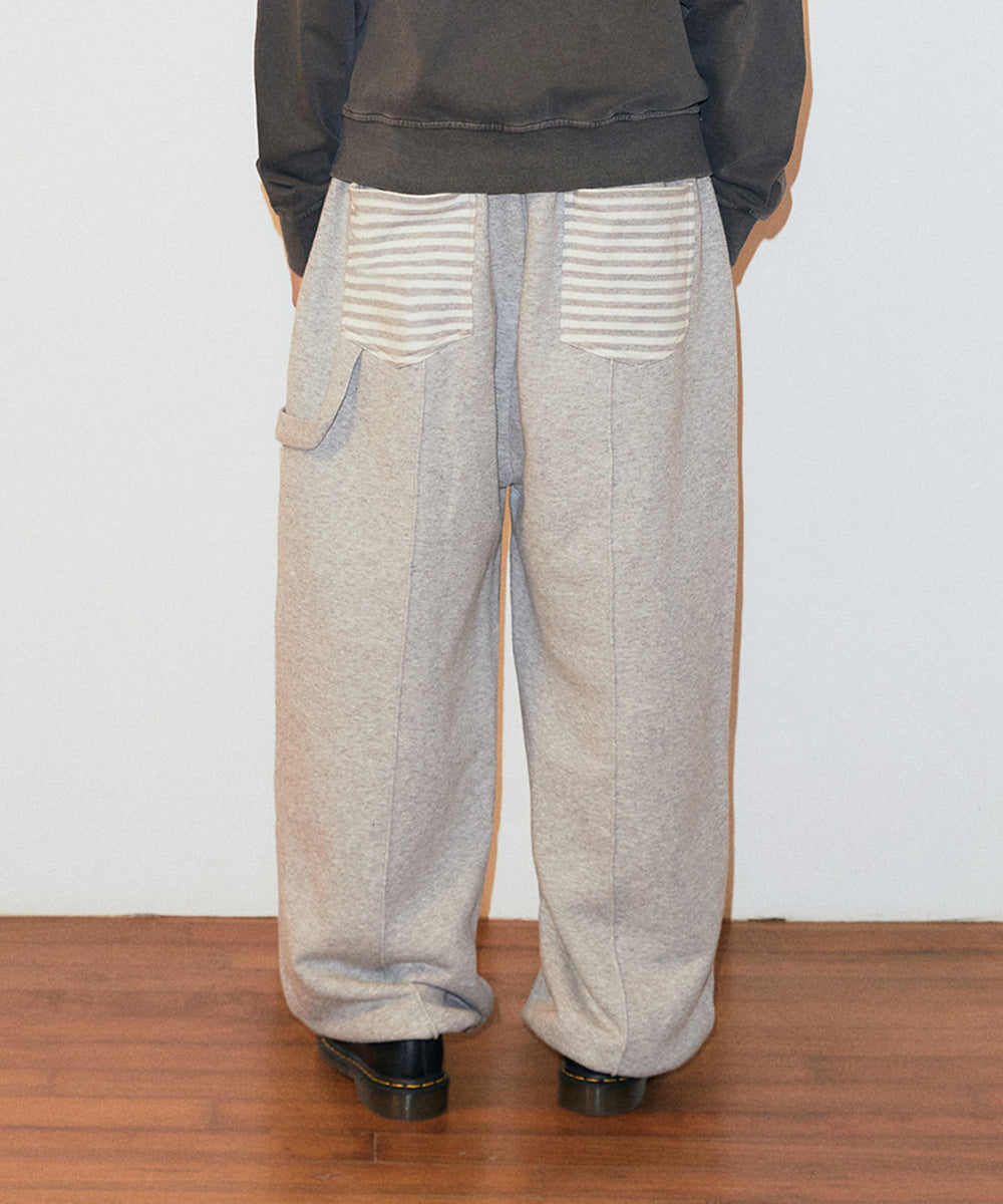 MAHAGRID STRIPE POCKET SWEAT PANT [GREY]