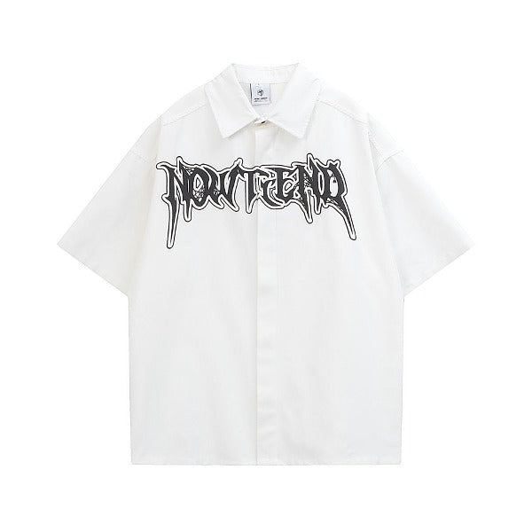 Gababa Unisex Black and White Hip-hop Style Oversized Collar Short-Sleeve Shirt G77016 (Plus Size M~2XL)