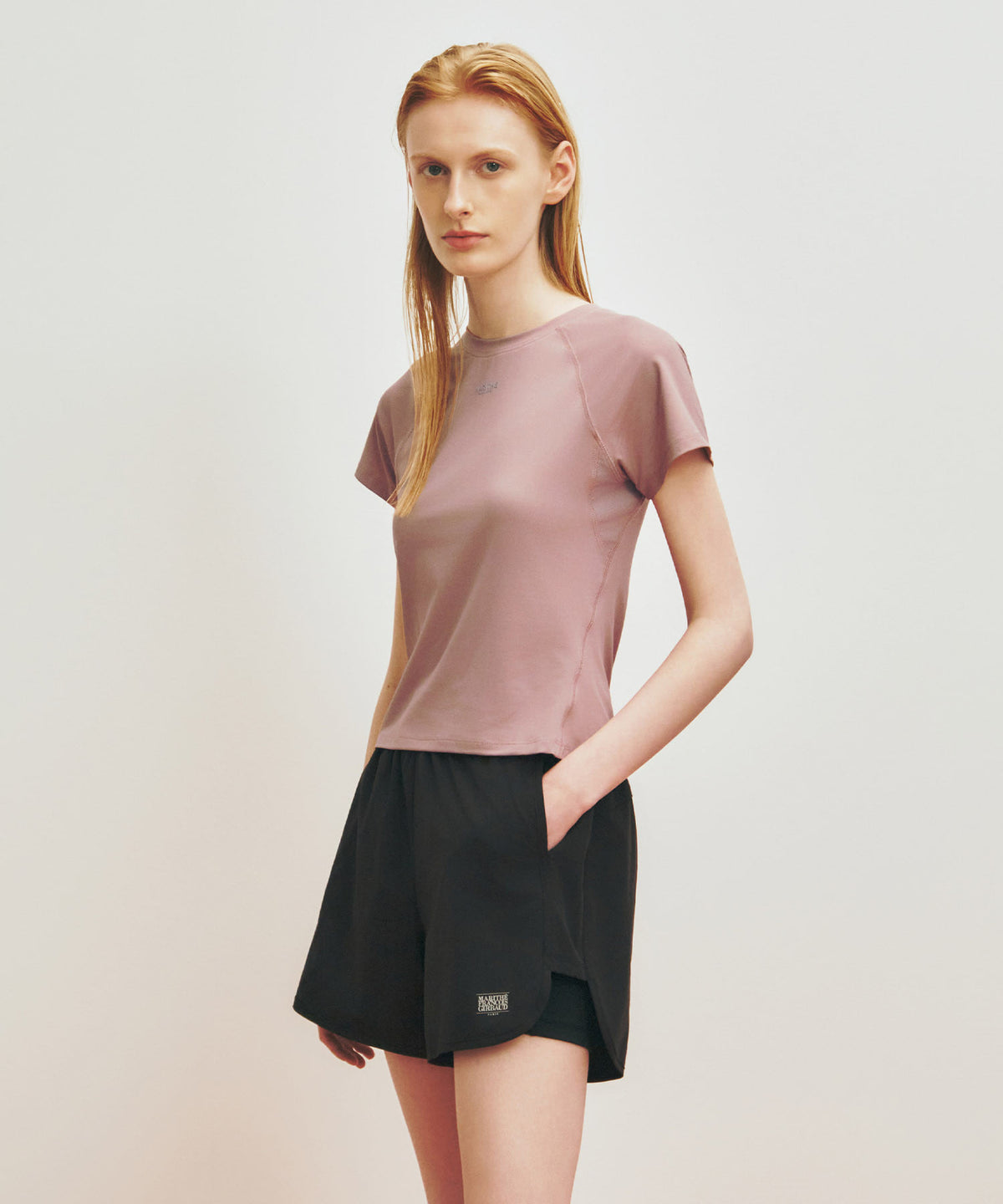 MARITHE SPORT W ATHLEISURE SLIM CROP TEE dark pink