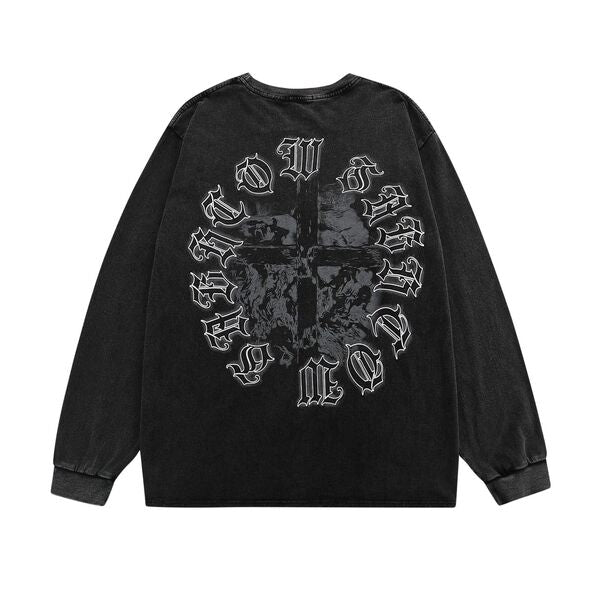 Gababa Unisex Rome Lettering Back Round Neck Sweatshirt G77286 (Big Size S~XL)