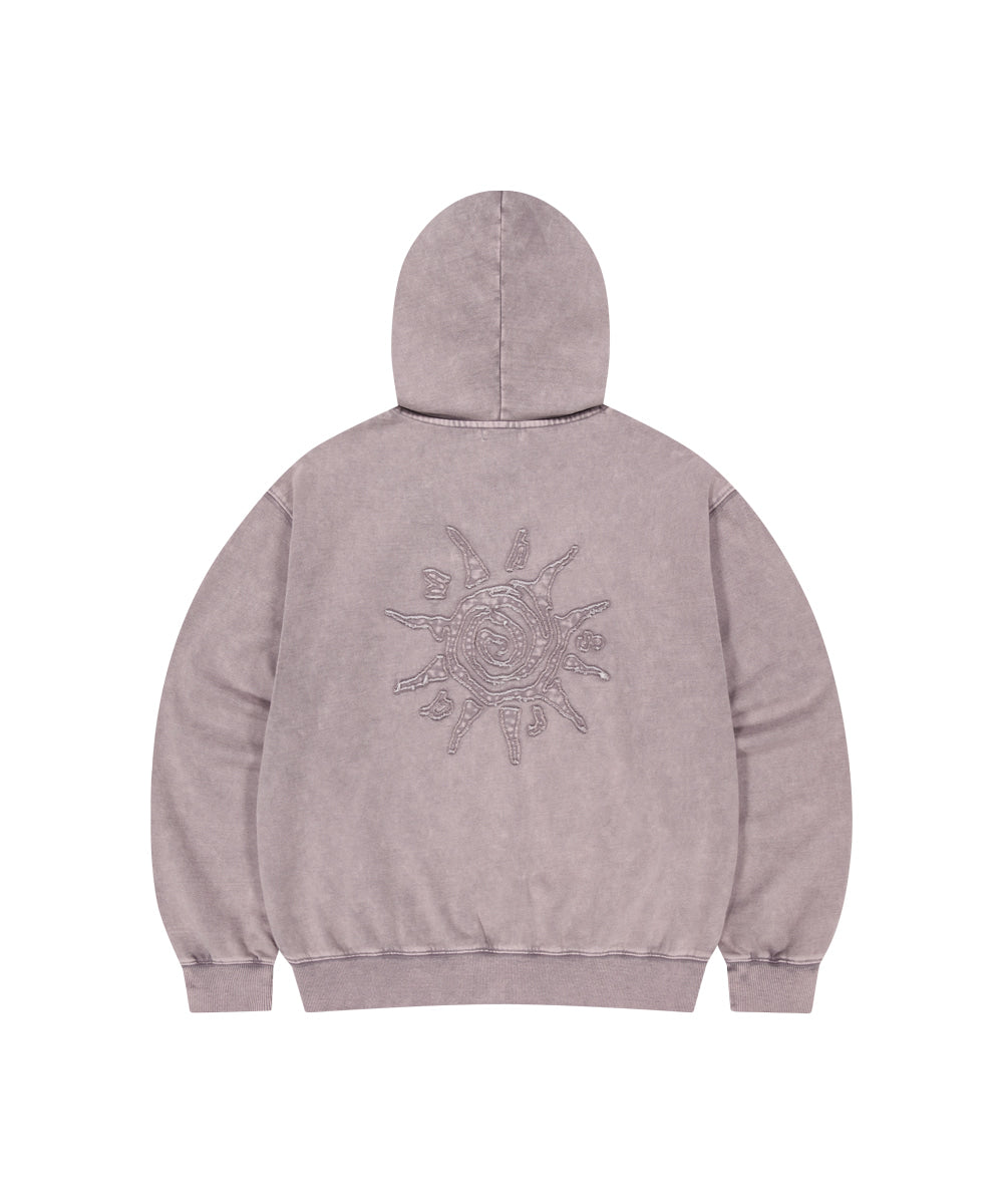 MAHAGRID ASHED SOLAR APPLIQUE ZIP UP HOODIE [PINK]