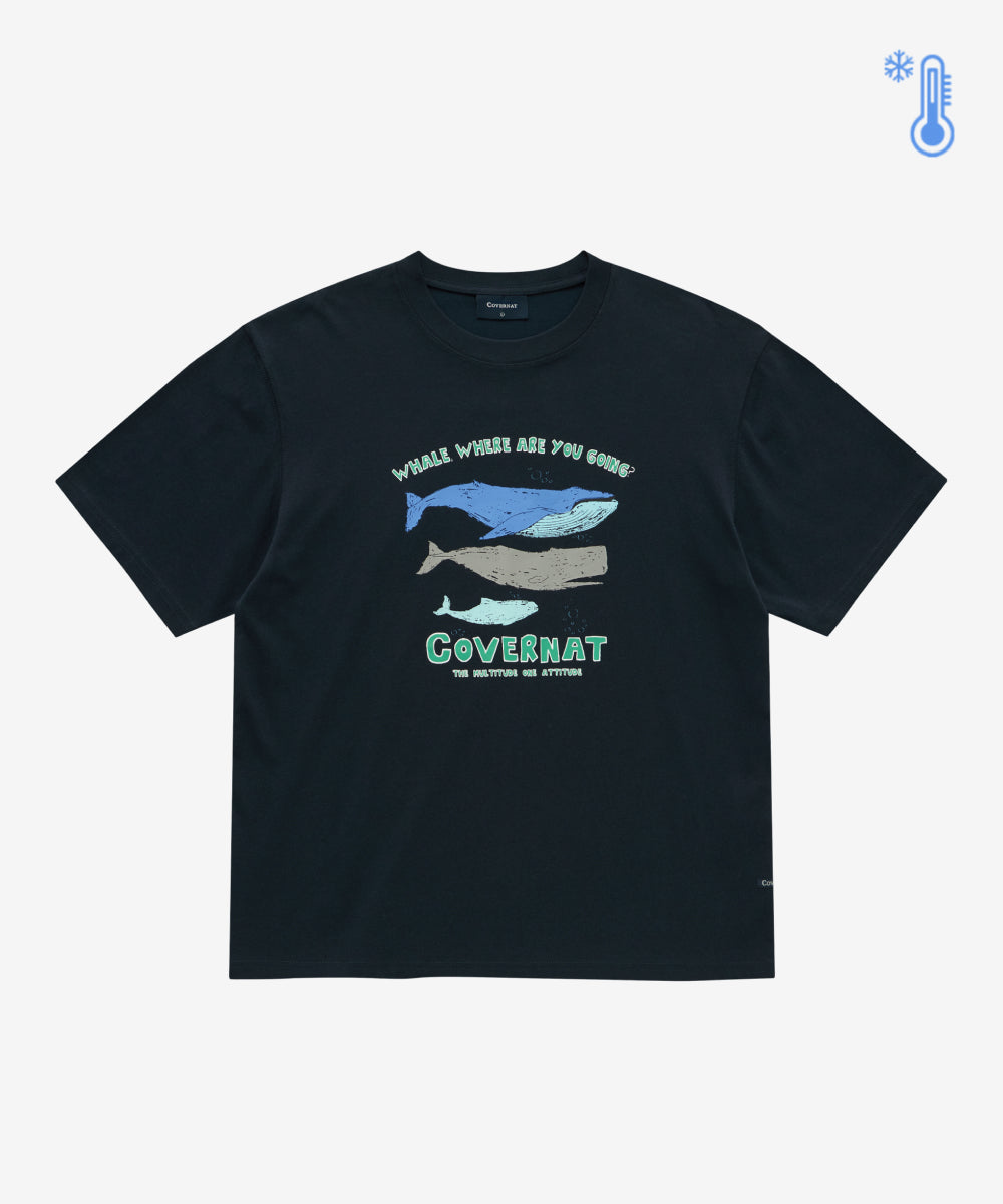 Covernat Cool Cotton Whale Graphic T-shirt Navy