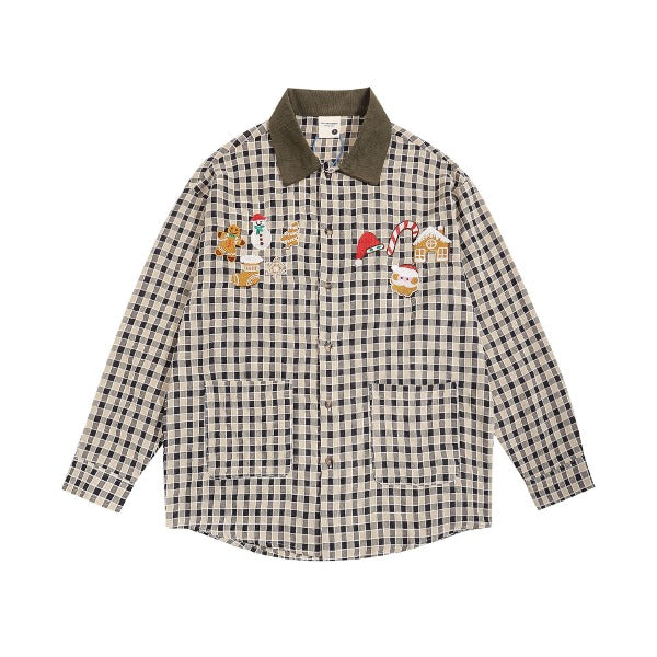 Gababa (Special Offer) Unisex Christmas Point Overfit Collar Long Sleeve Shirt G74891