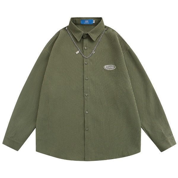 Gababa Oversized long-sleeve shirt with necklace detail G78135 (Unisex M~XL)