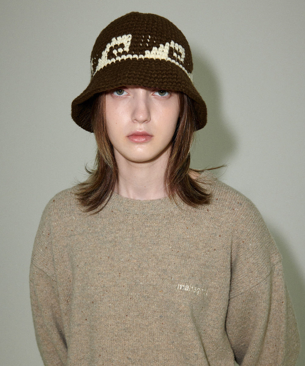 MAHAGRID SWELL HANDMADE KNIT BUCKET HAT [BROWN]