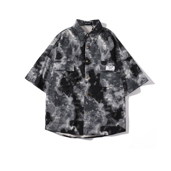 Gababa [Special Offer] Unisex Military-style Two Pocket Collar Short Sleeve Shirt G77214
